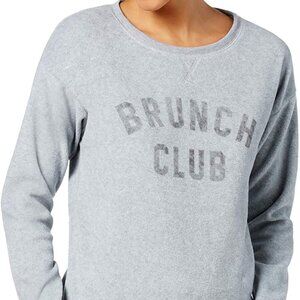 Jenni by Jennifer Moore Womens Sleepwear Graphic Print Fleece Pajama Top Only,1